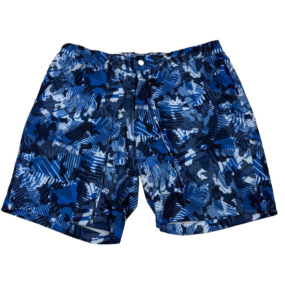 Robert Graham Mens Blue Camo Geometric Abstract Print Shorts Classic Fit 36X9